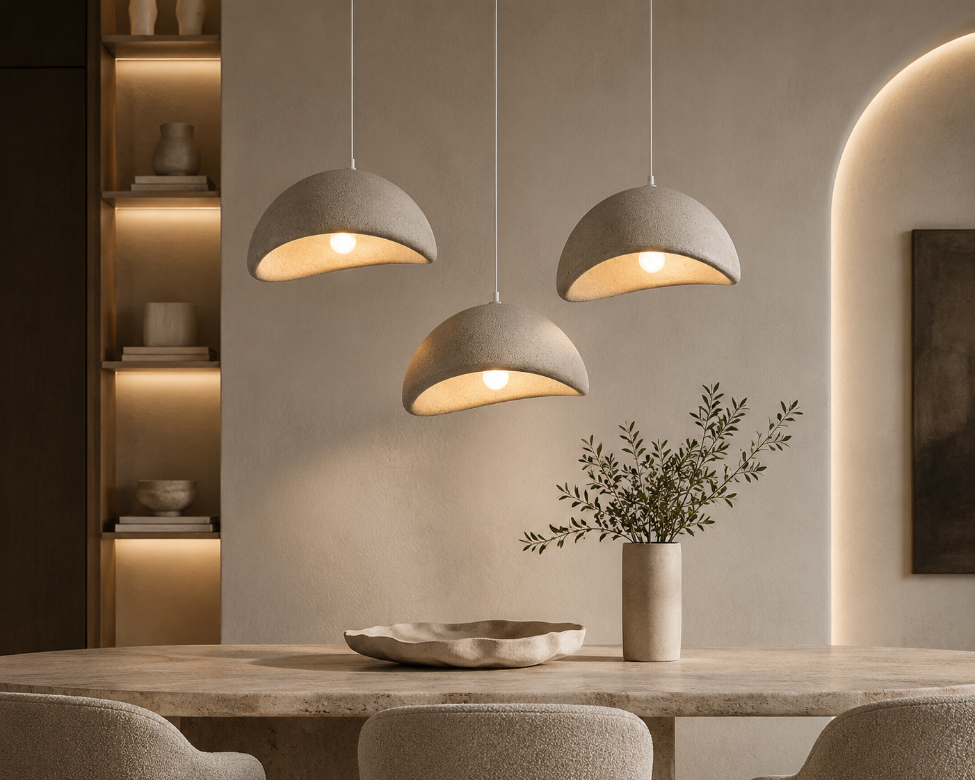 Zen Wabi-Sabi Chandelier | Japanese Stone LED Pendant Light