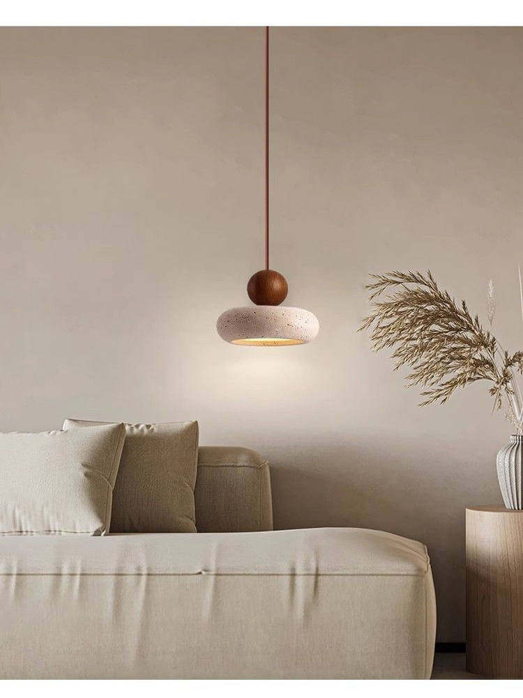 Pebble Travertine Mini Pendant | Natural Stone Bedside Light
