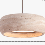 Stone Travertine Pendant Light | Natural Yellow LED Hanging Lamp
