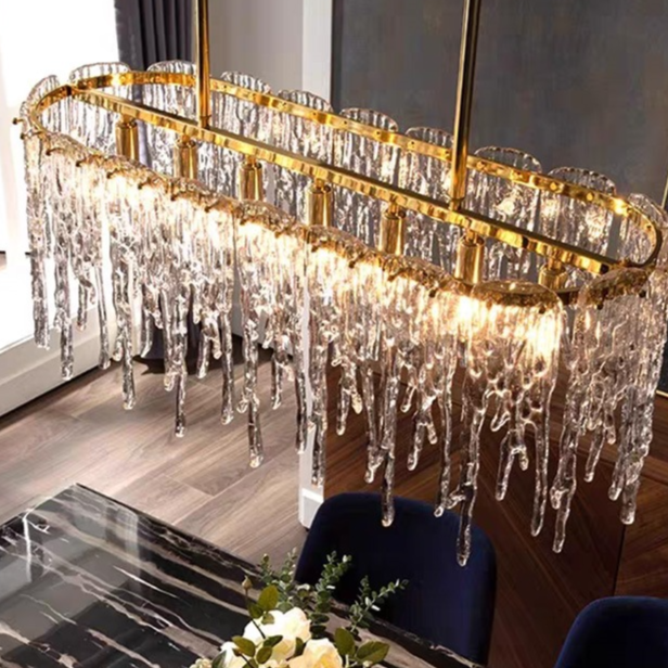Empress Copper Chandelier | Rectangular LED Dining Room Light