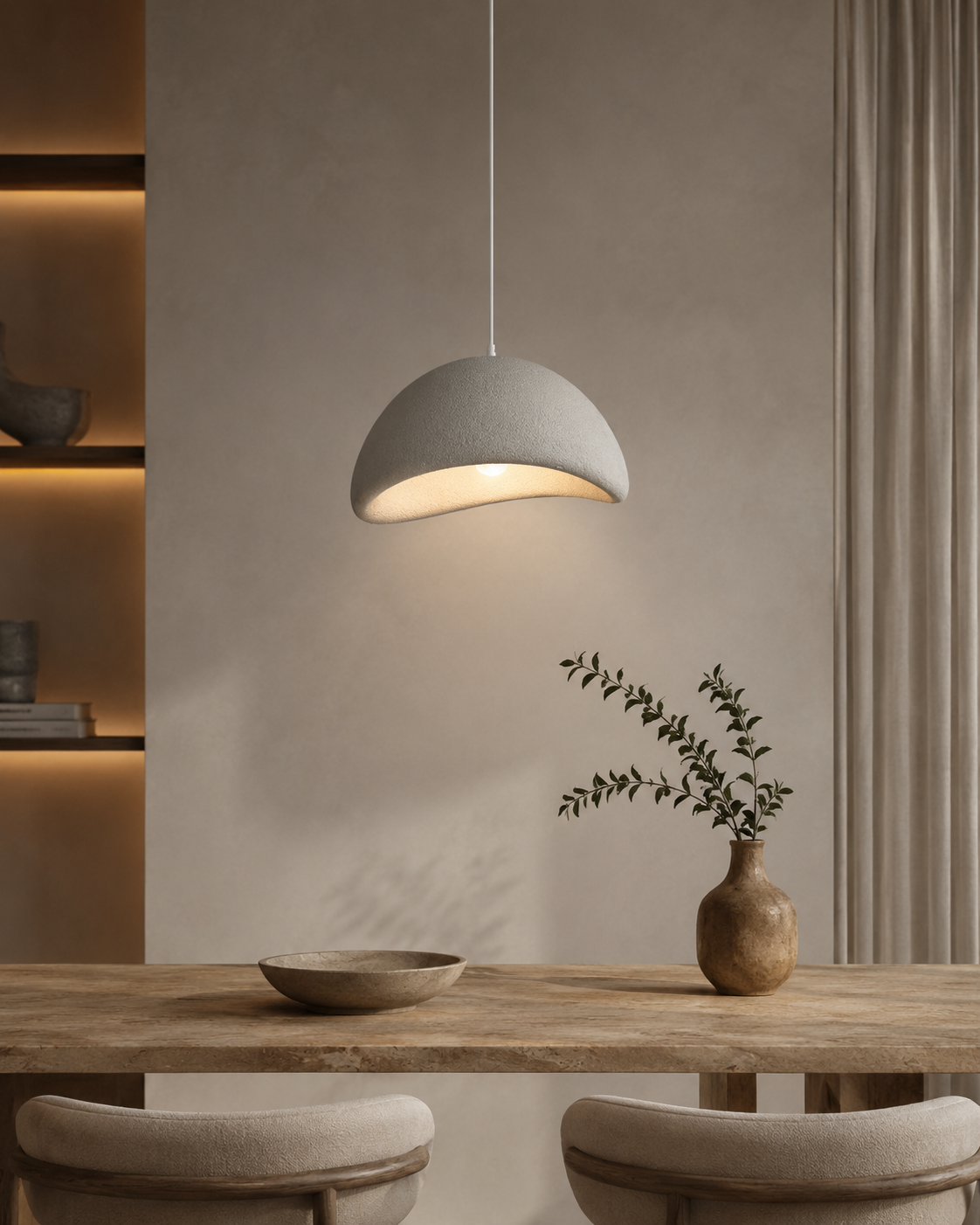 Zen Wabi-Sabi Chandelier | Japanese Stone LED Pendant Light
