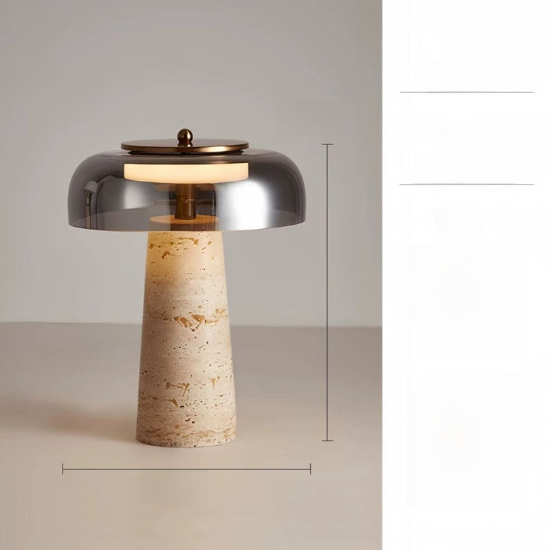 Mineral Travertine Stone Table Lamp | Nordic Wabi-Sabi Glass Light