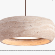 Stone Travertine Pendant Light | Natural Yellow LED Hanging Lamp