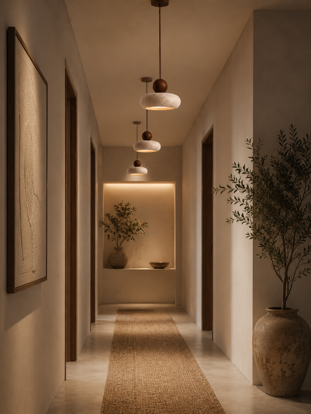 Pebble Travertine Mini Pendant | Natural Stone Bedside Light