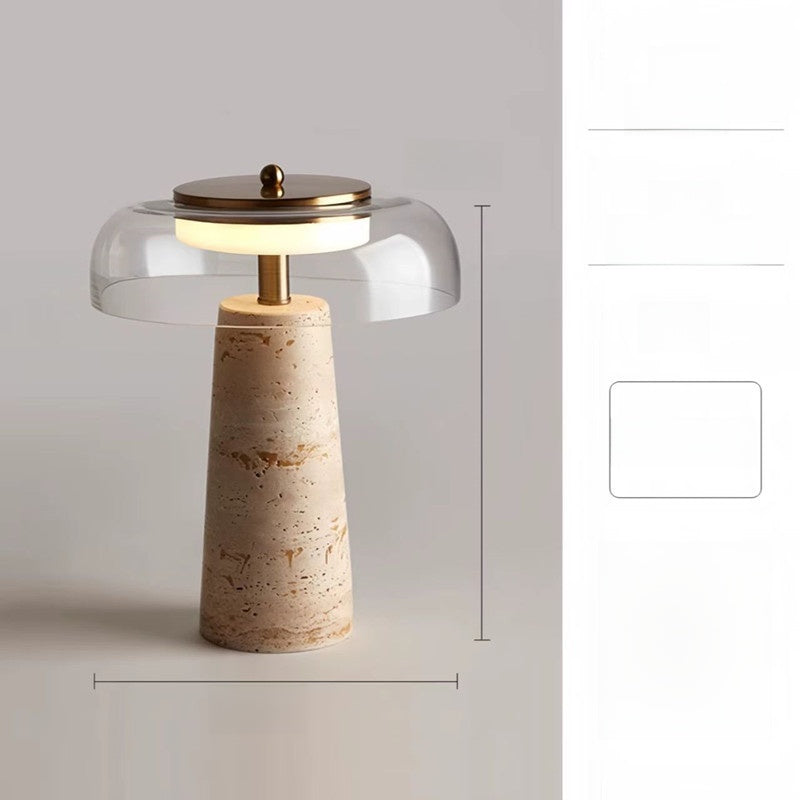 Mineral Travertine Stone Table Lamp | Nordic Wabi-Sabi Glass Light