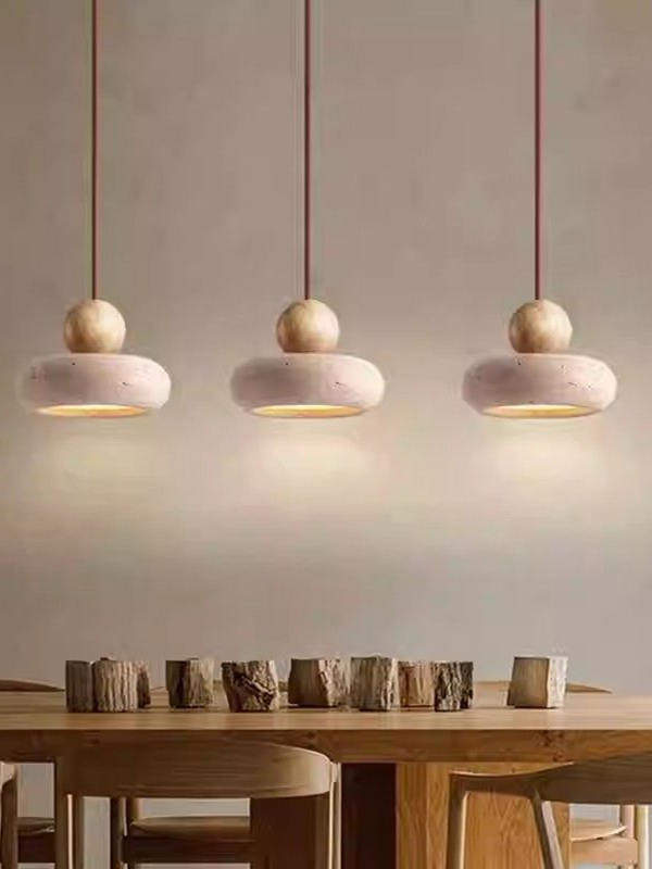 Pebble Travertine Mini Pendant | Natural Stone Bedside Light