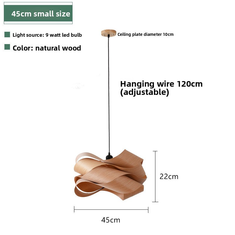 Canopy Wood Veneer Chandelier | New Chinese Modern LED Pendant