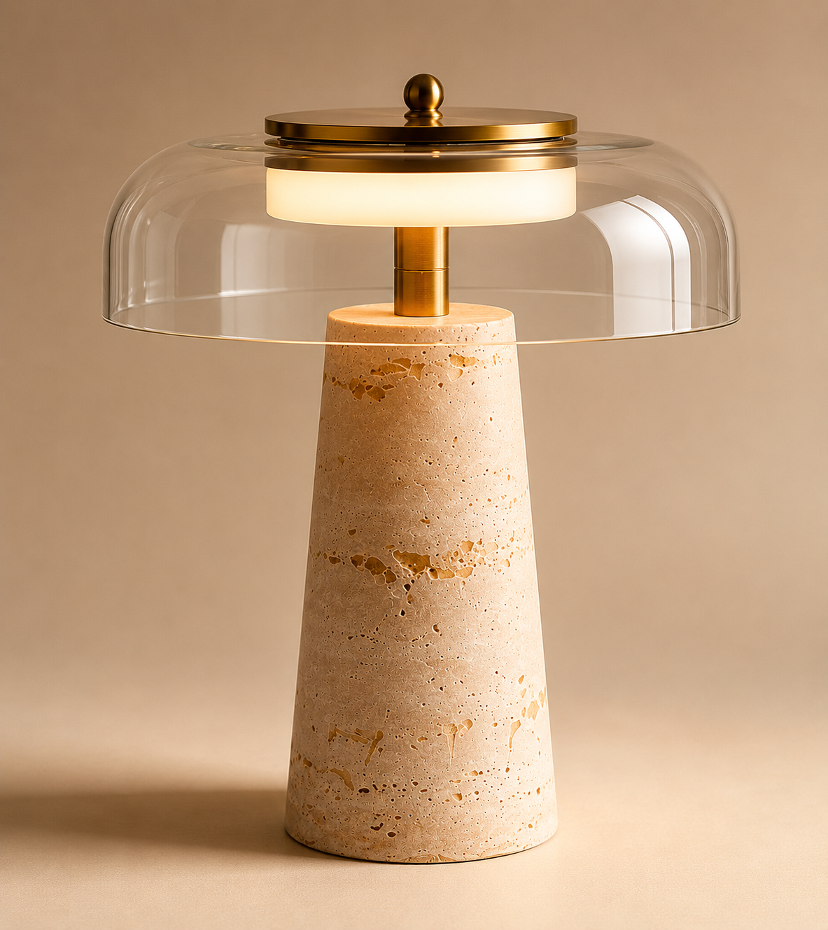 Mineral Travertine Stone Table Lamp | Nordic Wabi-Sabi Glass Light