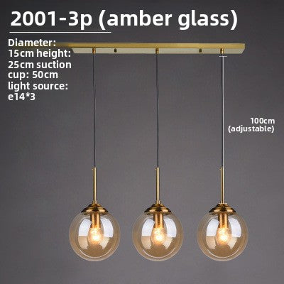 Nordic Glass Pendant Light | Multi-Head Restaurant & Dining