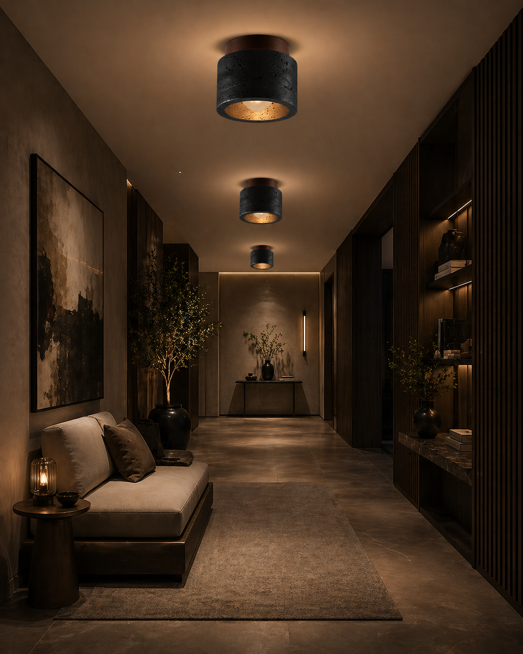Solis Travertine Ceiling Light | Wabi-Sabi Stone Fixture