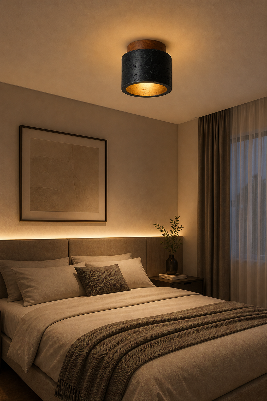 Solis Travertine Ceiling Light | Wabi-Sabi Stone Fixture