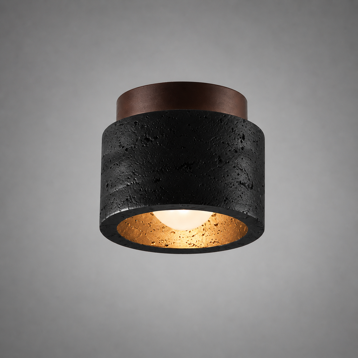 Solis Travertine Ceiling Light | Wabi-Sabi Stone Fixture