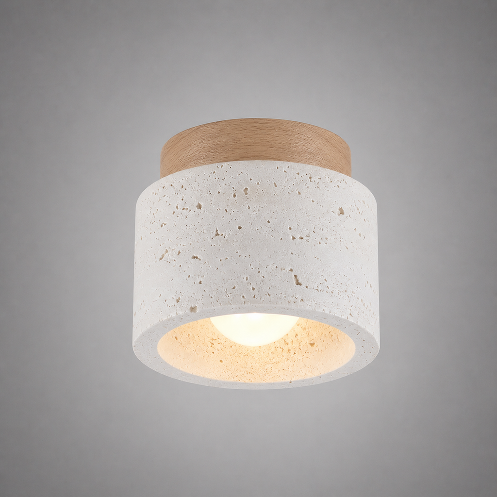 Solis Travertine Ceiling Light | Wabi-Sabi Stone Fixture