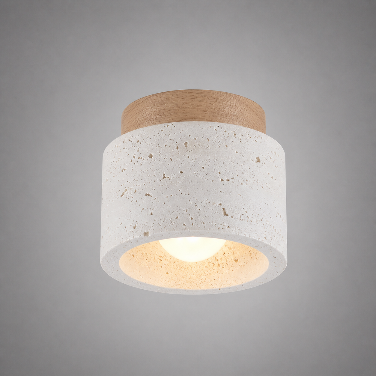 Solis Travertine Ceiling Light | Wabi-Sabi Stone Fixture