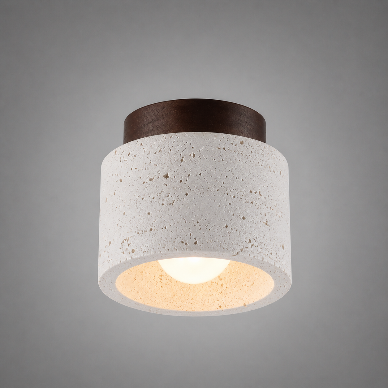 Solis Travertine Ceiling Light | Wabi-Sabi Stone Fixture