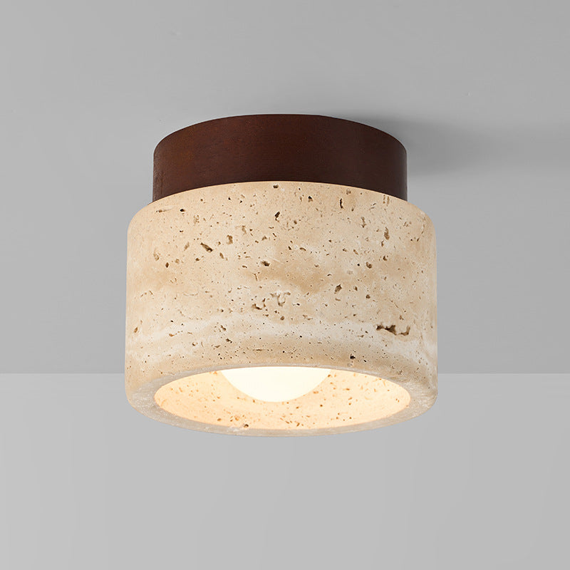 Solis Travertine Ceiling Light | Wabi-Sabi Stone Fixture