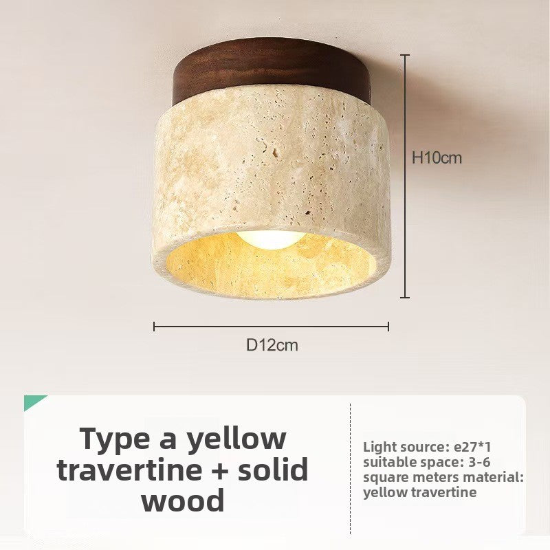 Solis Travertine Ceiling Light | Wabi-Sabi Stone Fixture