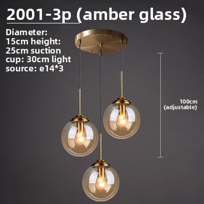 Nordic Glass Pendant Light | Multi-Head Restaurant & Dining