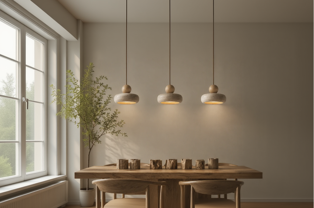 Pebble Travertine Mini Pendant | Natural Stone Bedside Light