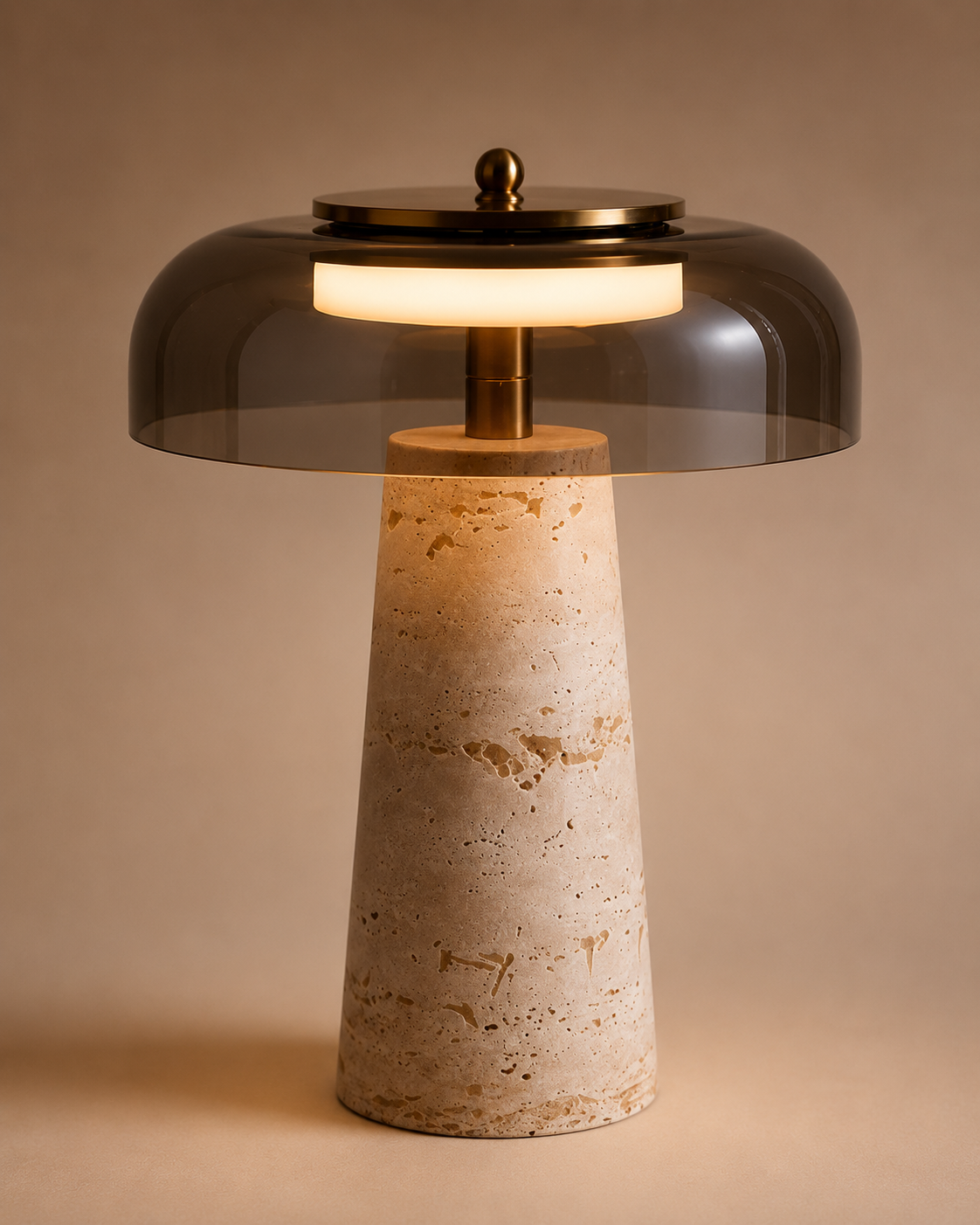 Mineral Travertine Stone Table Lamp | Nordic Wabi-Sabi Glass Light