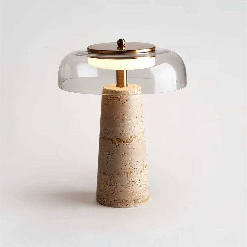 Mineral Travertine Stone Table Lamp | Nordic Wabi-Sabi Glass Light