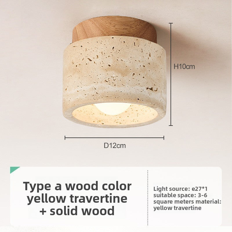 Solis Travertine Ceiling Light | Wabi-Sabi Stone Fixture