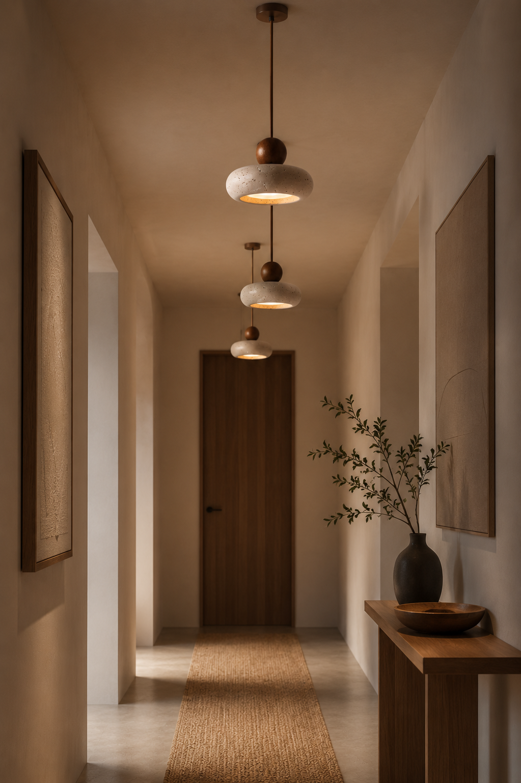 Pebble Travertine Mini Pendant | Natural Stone Bedside Light
