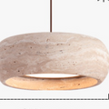 Stone Travertine Pendant Light | Natural Yellow LED Hanging Lamp